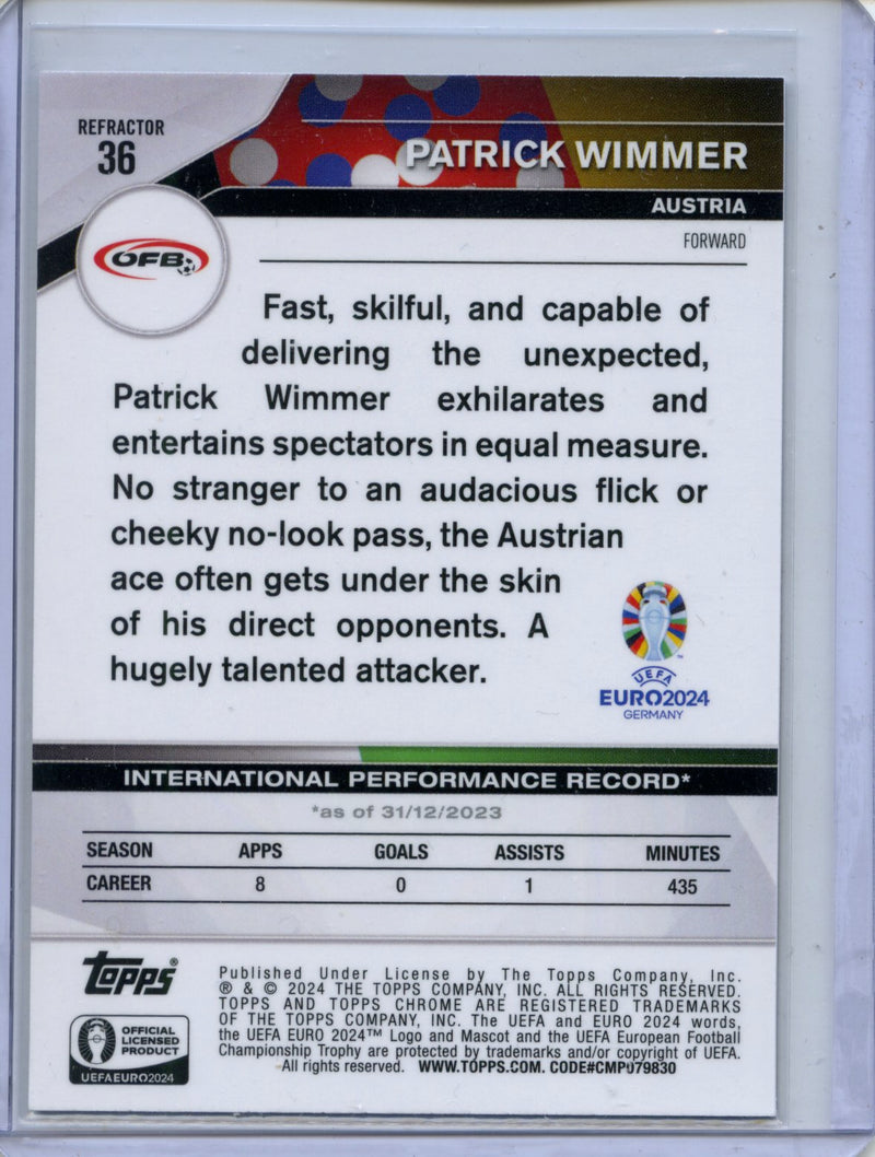 2024 Topps Chrome UEFA Euro Patrick Wimmer Refractor