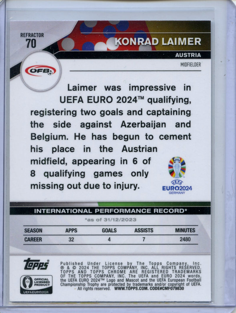 2024 Topps Chrome UEFA Euro Konrad Laimer Refractor
