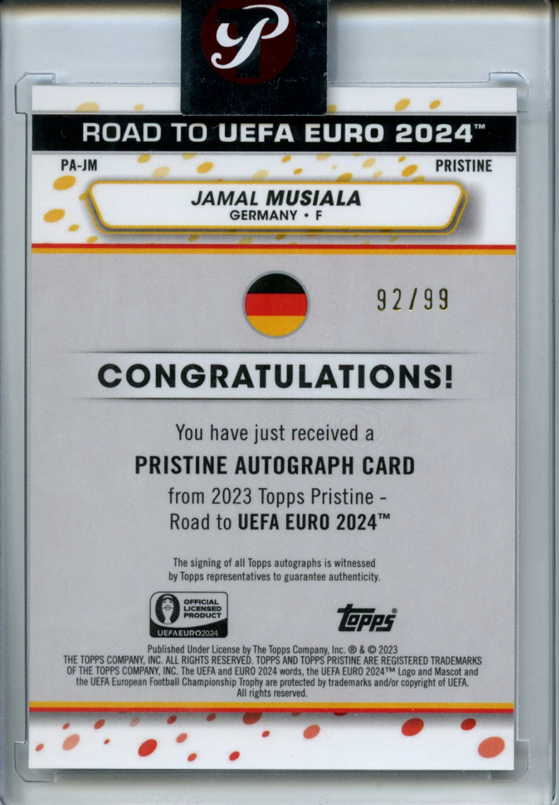 2023-24 Topps Pristine Road To Euro Jamal Musiala Pristine Autographs Pristine 92/99