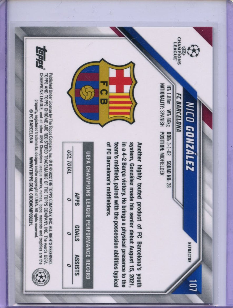2021-22 Topps Chrome UEFA CL Nico Gonzalez Refractor