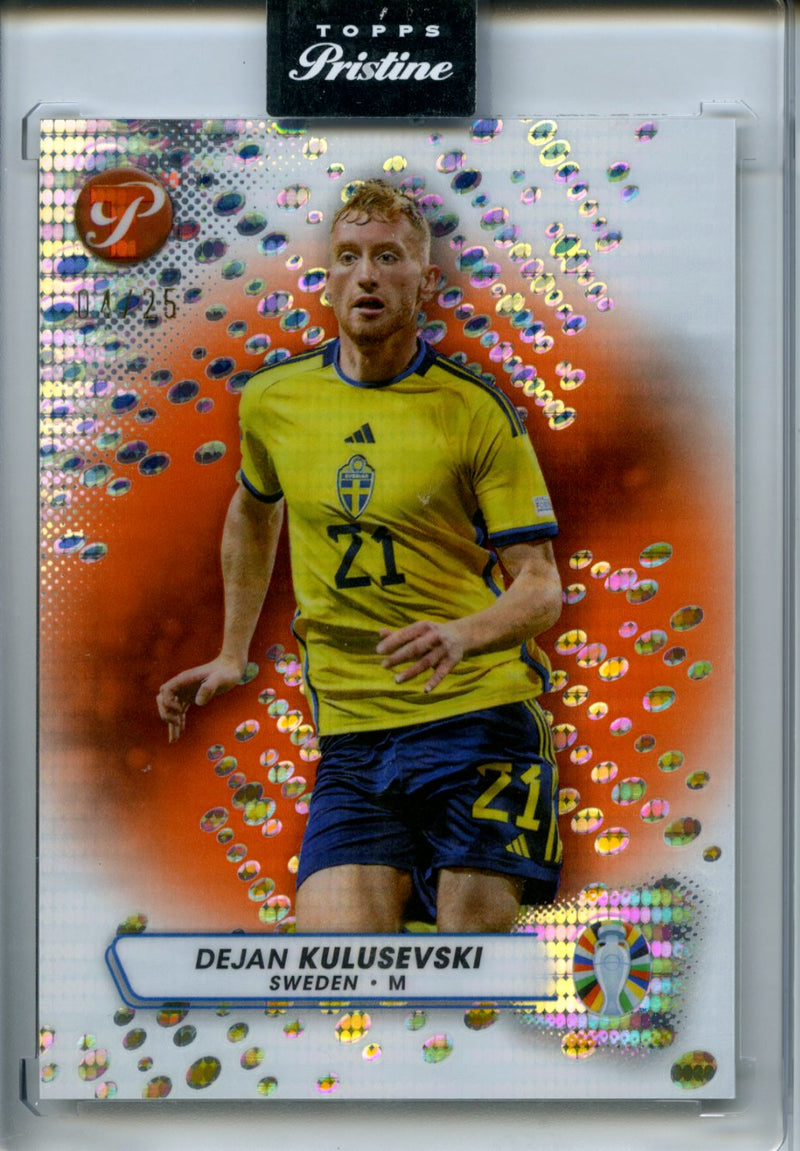 2023-24 Topps Pristine Road To Euro Dejan Kulusevski Orange Pristine Refractor 4/25