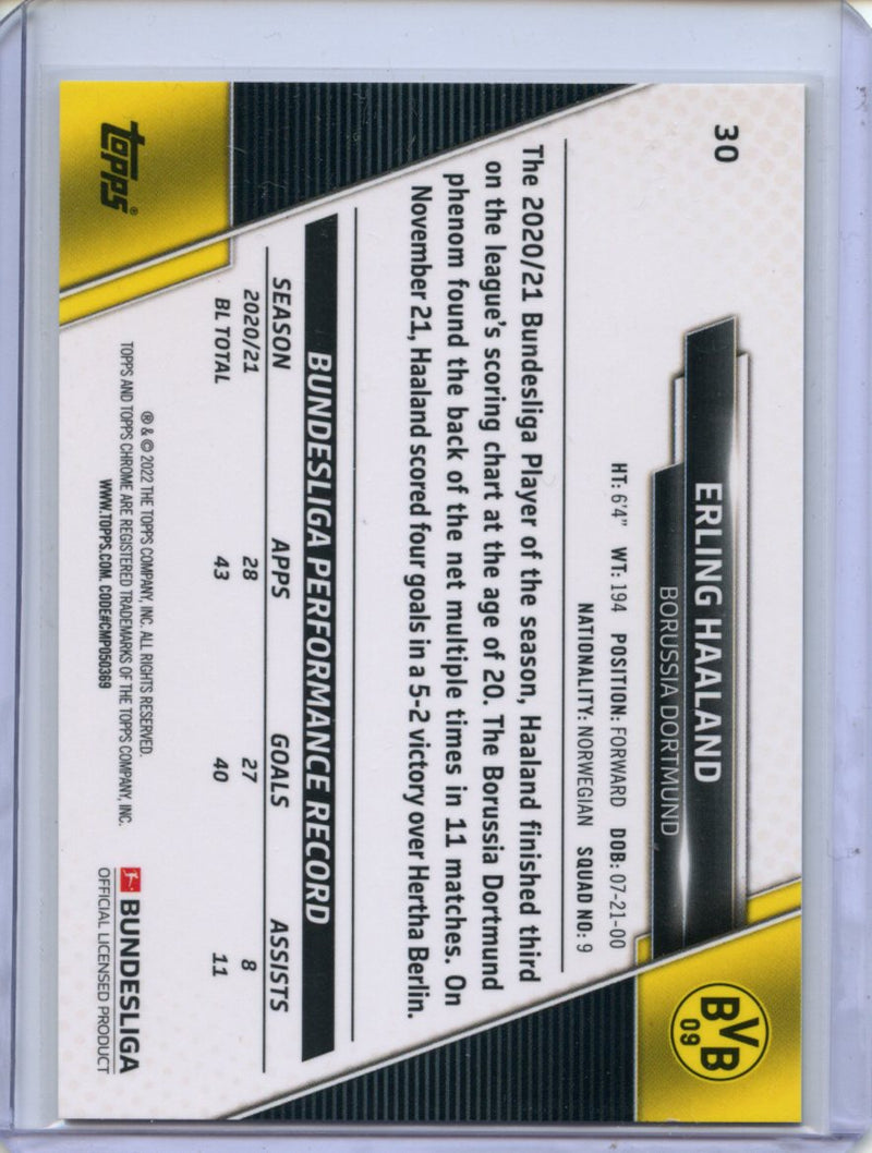 2021-22 Topps Chrome Bundesliga Soccer Erling Haaland