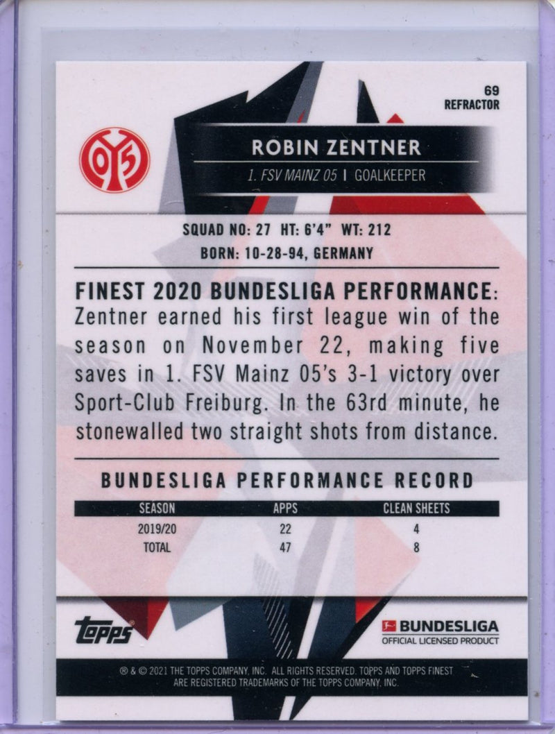 2020-21 Finest Bundesliga Robin Zentner Refractor