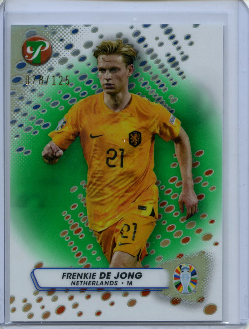 2023-24 Topps Pristine Road To Euro Frenkie De Jong Green Refractor 78/125