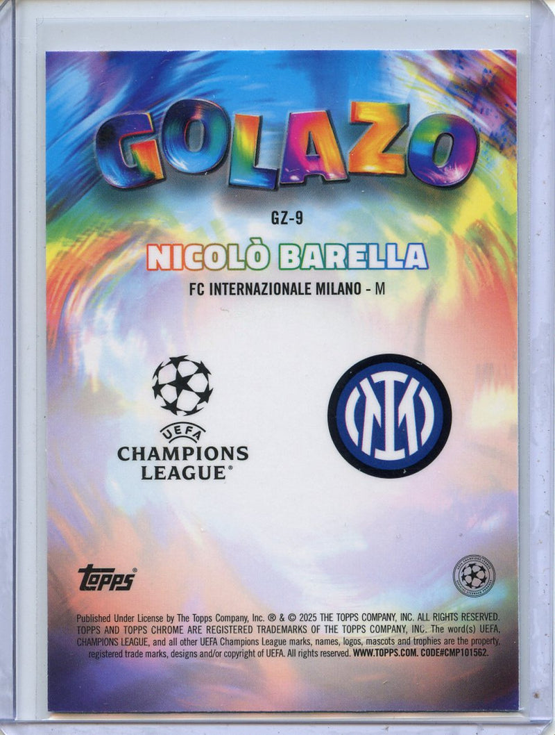 2024-25 Topps Chrome UEFA Club Comps Nicolo Barella Golazo GZ-9
