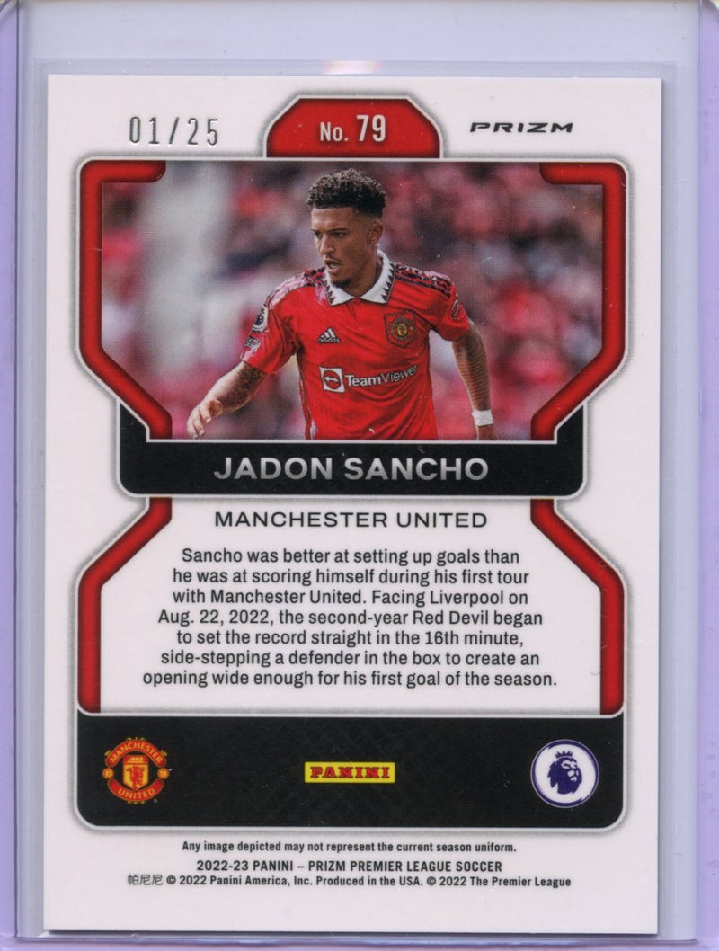 2022-23 Prizm Premier League Jadon Sancho Purple Breakaway Prizm 1/25