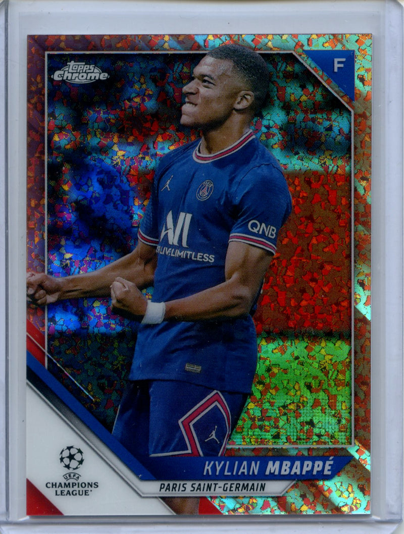 2021-22 Topps Chrome UEFA CL Kylian Mbappe Rose Gold Mini-Diamond 100/125