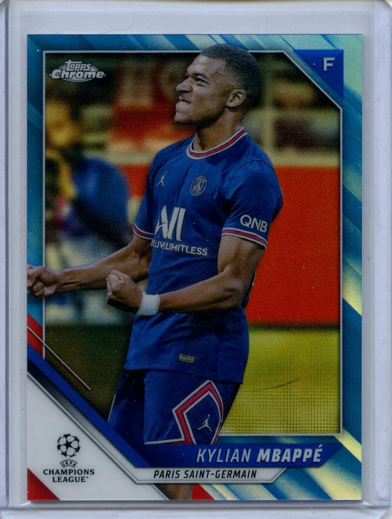 2021-22 Topps Chrome UEFA CL Kylian Mbappe Blue 54/150