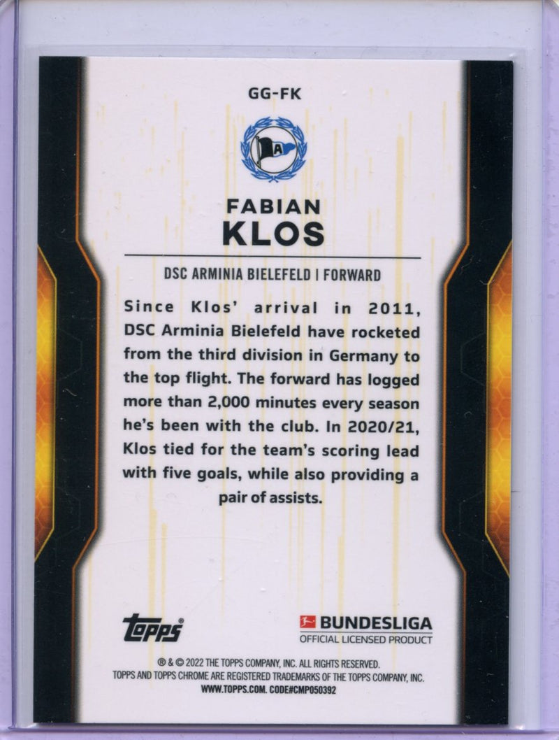 2021-22 Topps Chrome Bundesliga Soccer Fabian klos Golden Generation