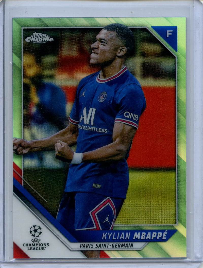 2021-22 Topps Chrome UEFA CL Kylian Mbappe Aqua 95/199