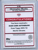 2021-22 Topps Merlin Chrome UEFA Champions League Christopher Nkunku Autograph