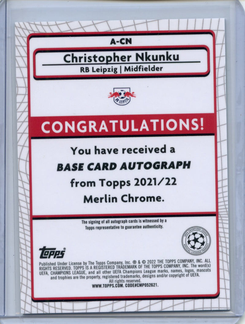 2021-22 Topps Merlin Chrome UEFA Champions League Christopher Nkunku Autograph