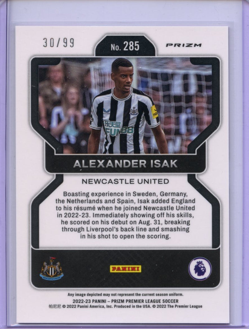 2022-23 Prizm Premier League Alexander Isak Pink Breakaway Prizm 30/99