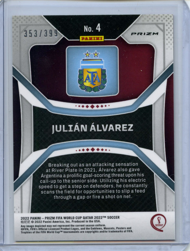 2022 Panini Prizm FIFA World Cup Qatar Julian Alvarez Red 353/399