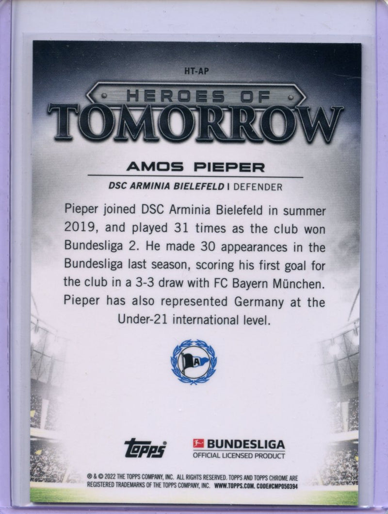 2021-22 Topps Chrome Bundesliga Soccer Amos Pieper Heroes Of Tomorrow