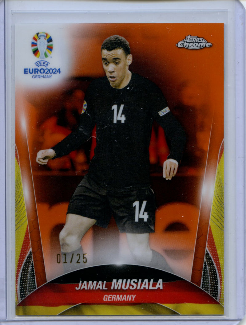 2024 Topps Chrome UEFA Euro Jamal Musiala Orange Refractor 1/25