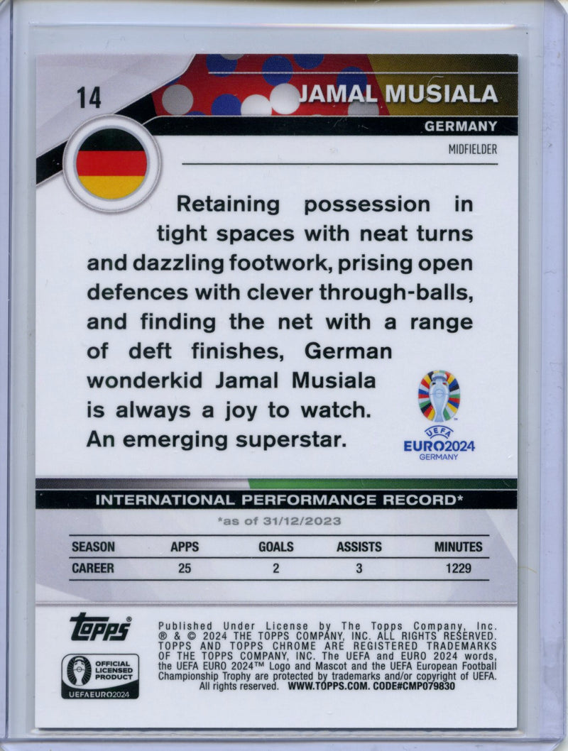 2024 Topps Chrome UEFA Euro Jamal Musiala Orange Refractor 1/25