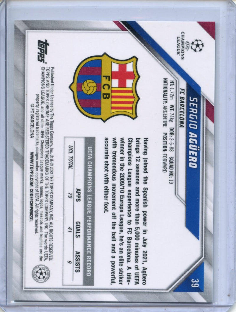 2021-22 Topps Chrome UEFA CL Sergio Aguero