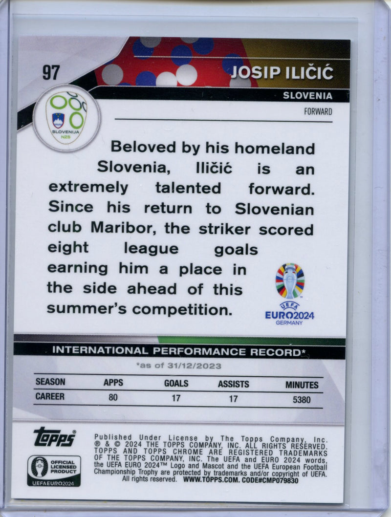 2024 Topps Chrome UEFA Euro Josip Ilicic Blue Lava Refractor 39/75