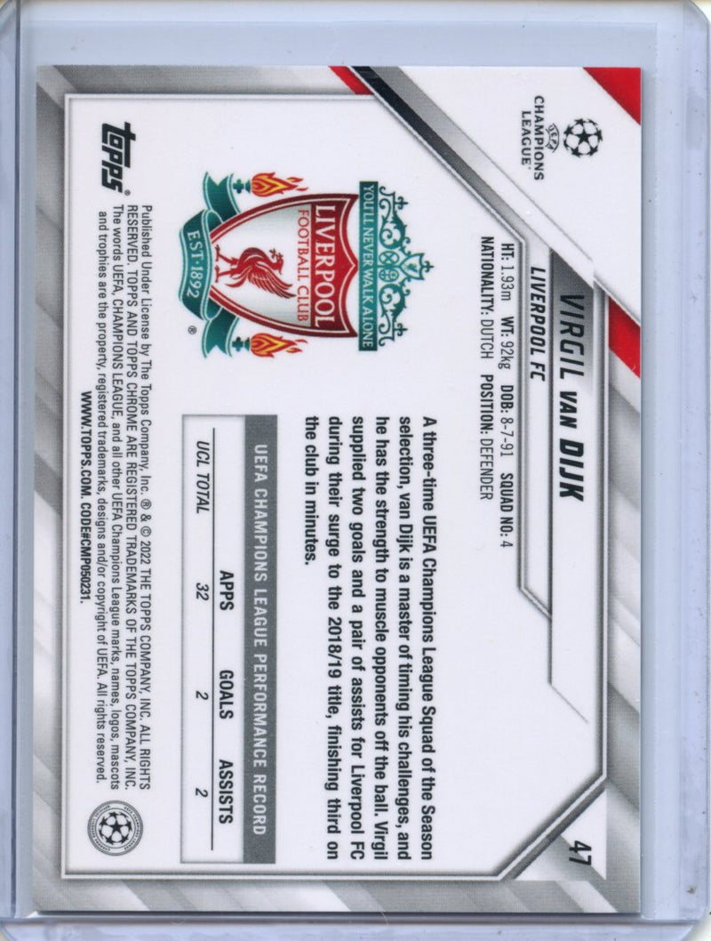 2021-22 Topps Chrome UEFA CL Virgil Van Dijk