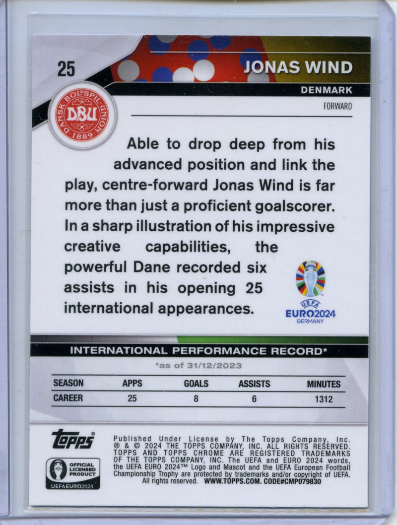 2024 Topps Chrome UEFA Euro Jonas Wind Black & White Refractor 59/125