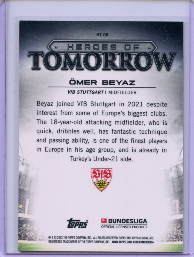 2021-22 Topps Chrome Bundesliga Soccer Omer Beyaz Heroes Of Tomorrow