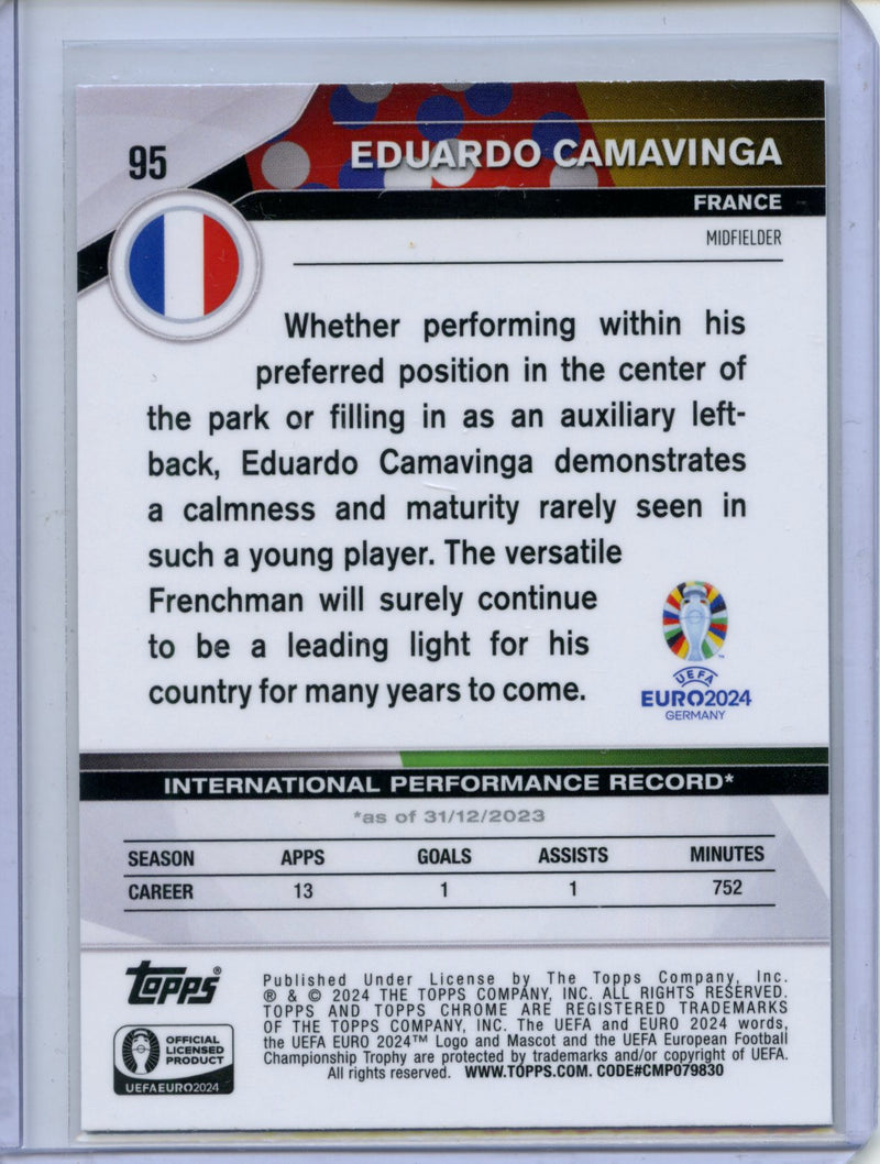 2024 Topps Chrome UEFA Euro Eduardo Camavinga Green RayWave