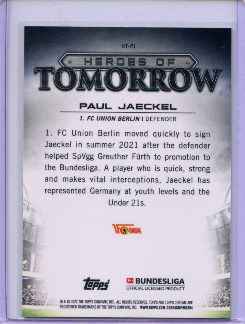 2021-22 Topps Chrome Bundesliga Soccer Paul Jaeckel Heroes Of Tomorrow