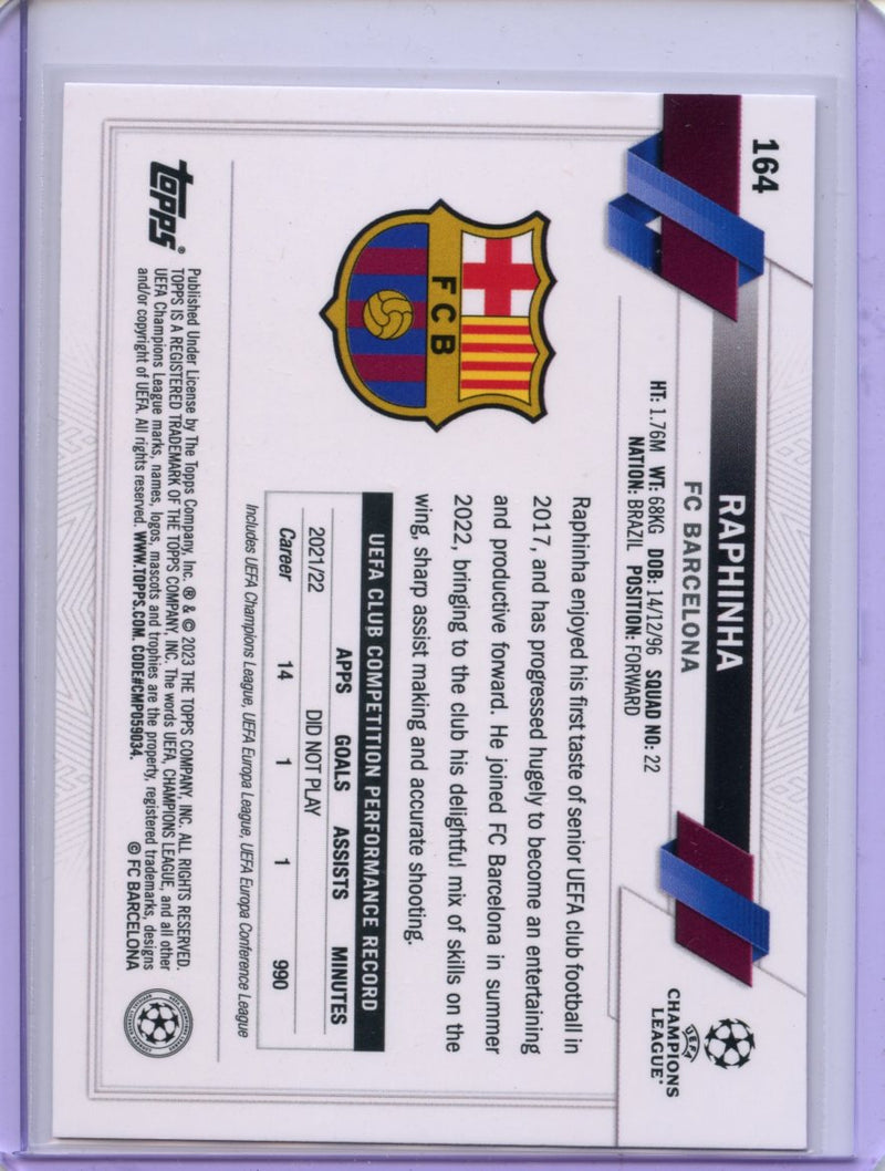 2022-23 Topps UEFA Club Competitions Raphinha Pink Sparkle