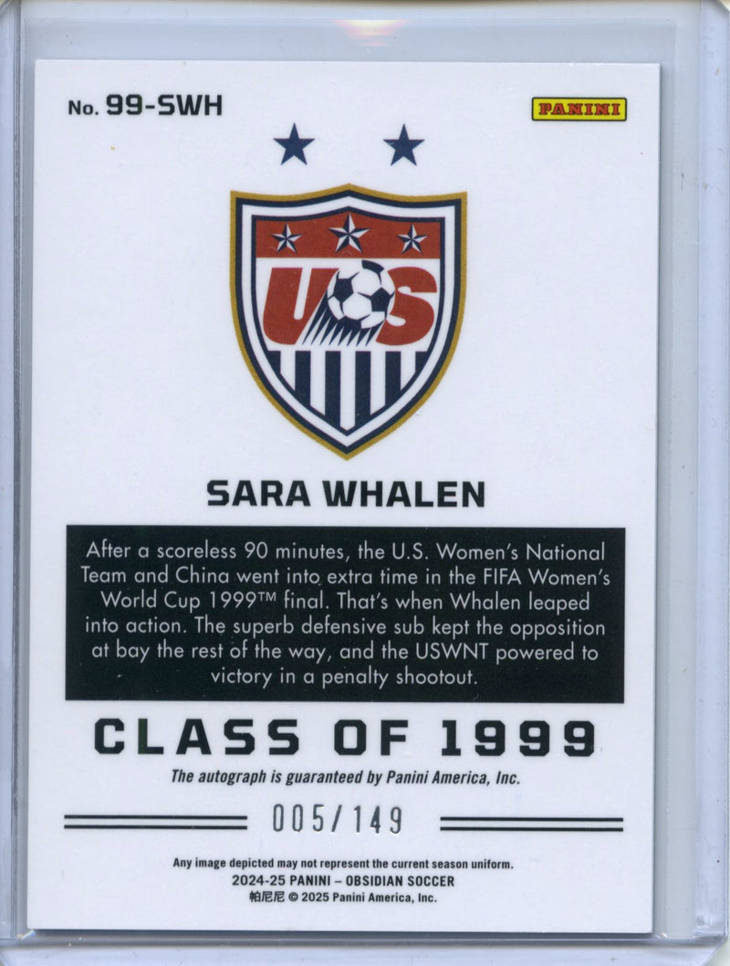 2024-25 Obsidian Soccer Sara Whalen USWNT Class Of 99 Electric Etch Orange 5/149
