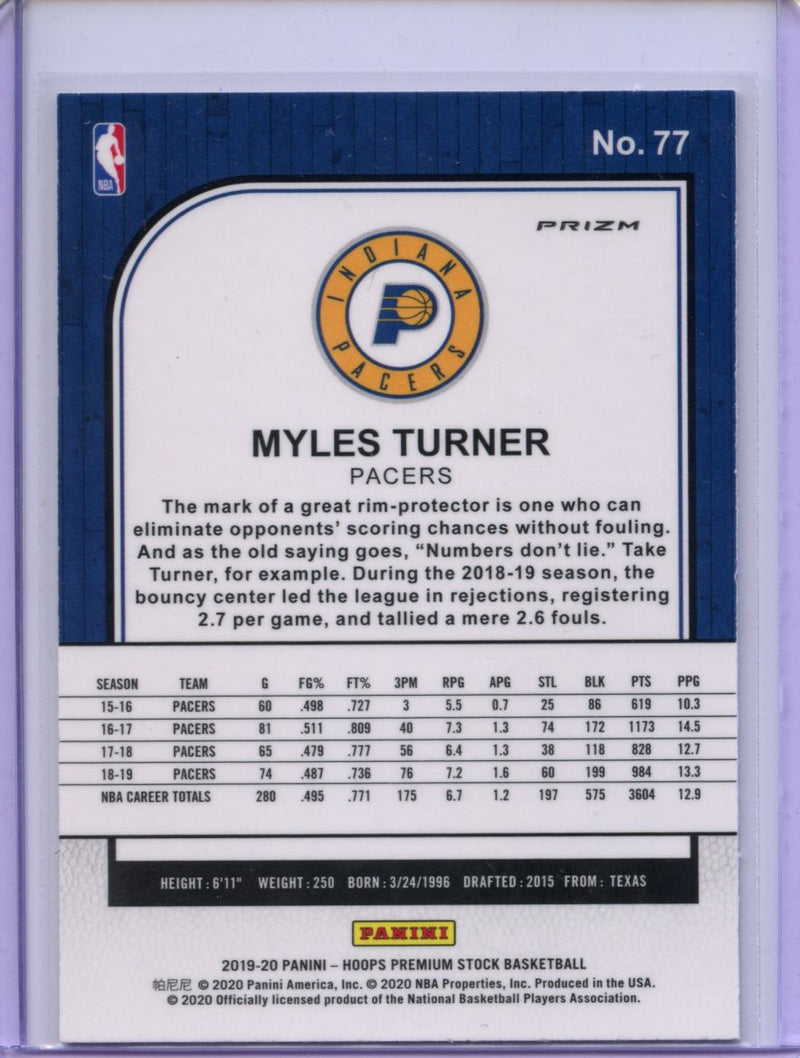 2019-20 Hoops Premium Myles Turner Laser