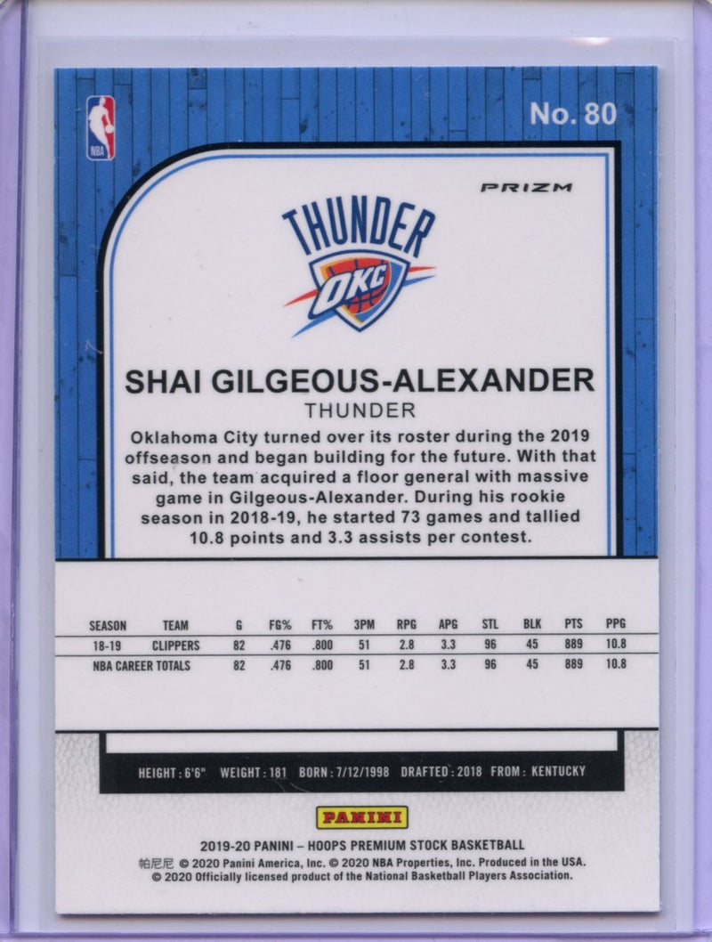 2019-20 Hoops Premium Shai Gilgeous-Alexander Laser