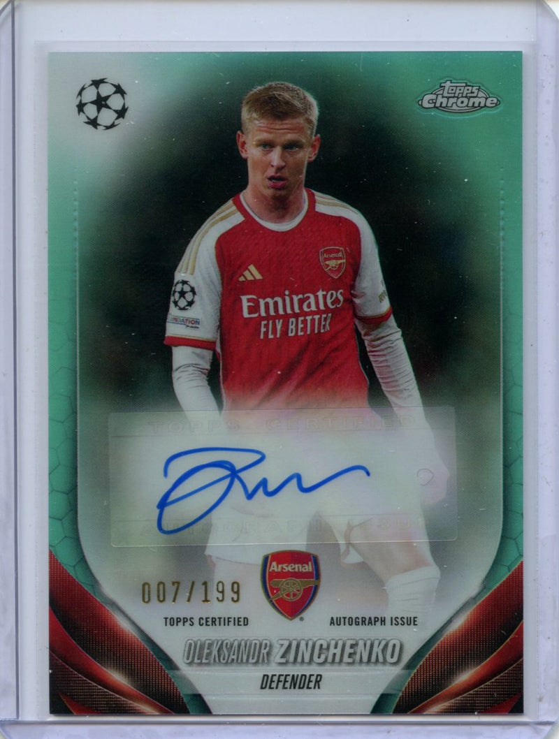 2023-24 Topps Chrome UEFA Oleksandr Zinchenko Aqua Autograph 7/199