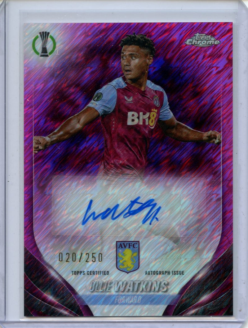 2023-24 Topps Chrome UEFA Ollie Watkins Pink Shimmer Autograph 20/250