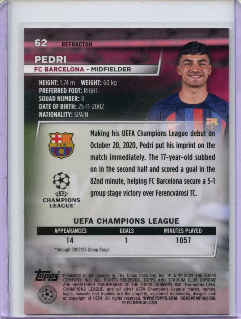 2022-23 Topps Stadium Club Chrome UEFA Club Competitions Pedri Refractor