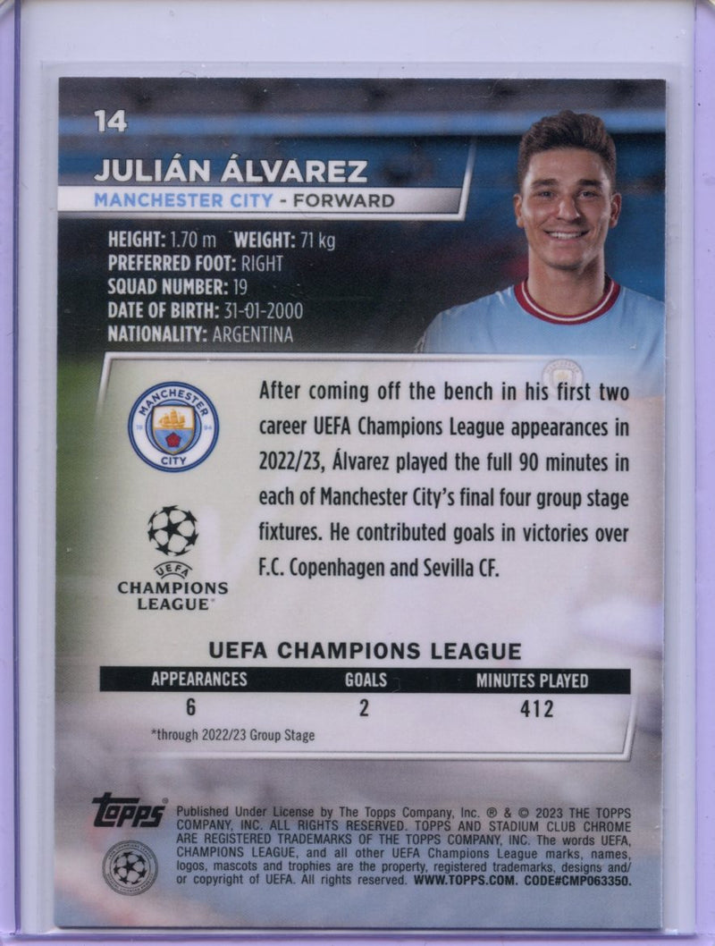 2022-23 Topps Stadium Club Chrome UEFA Club Competitions Julian Alvarez
