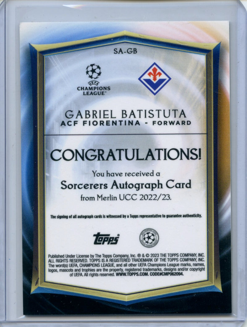 2022-23 Topps Merlin Chrome Gabriel Batistuta Sorcerers Autograph