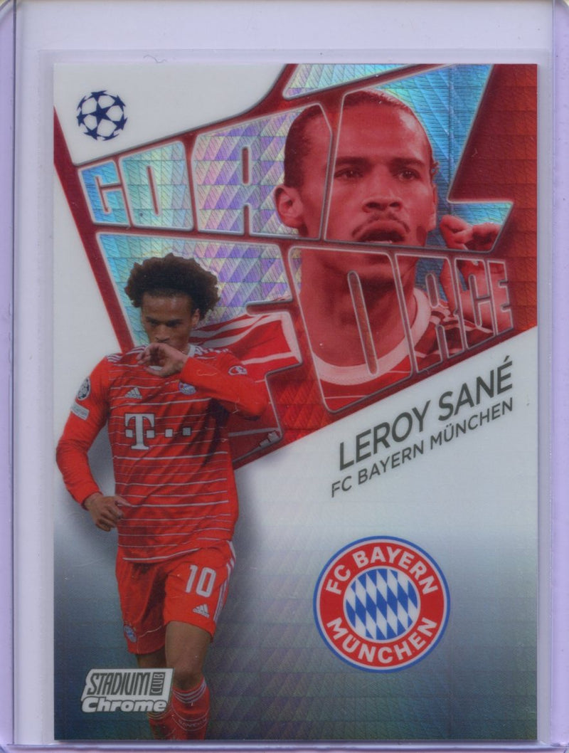 2022-23 Stadium Club Chrome UEFA CC Leroy Sane Goal Force Prism Refractor 110/199
