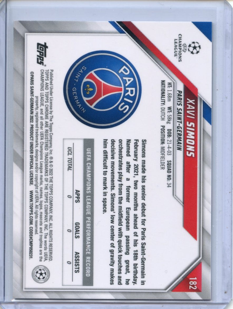 2021-22 Topps Chrome UEFA CL Xavi Simons