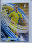 2024 Topps Chrome UEFA Euro Oleksandr Zinchenko Neon Nations Blue Wave 61/75