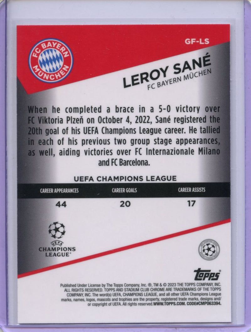 2022-23 Topps Stadium Club Chrome UEFA Club Competitions Leroy Sane Goal Force