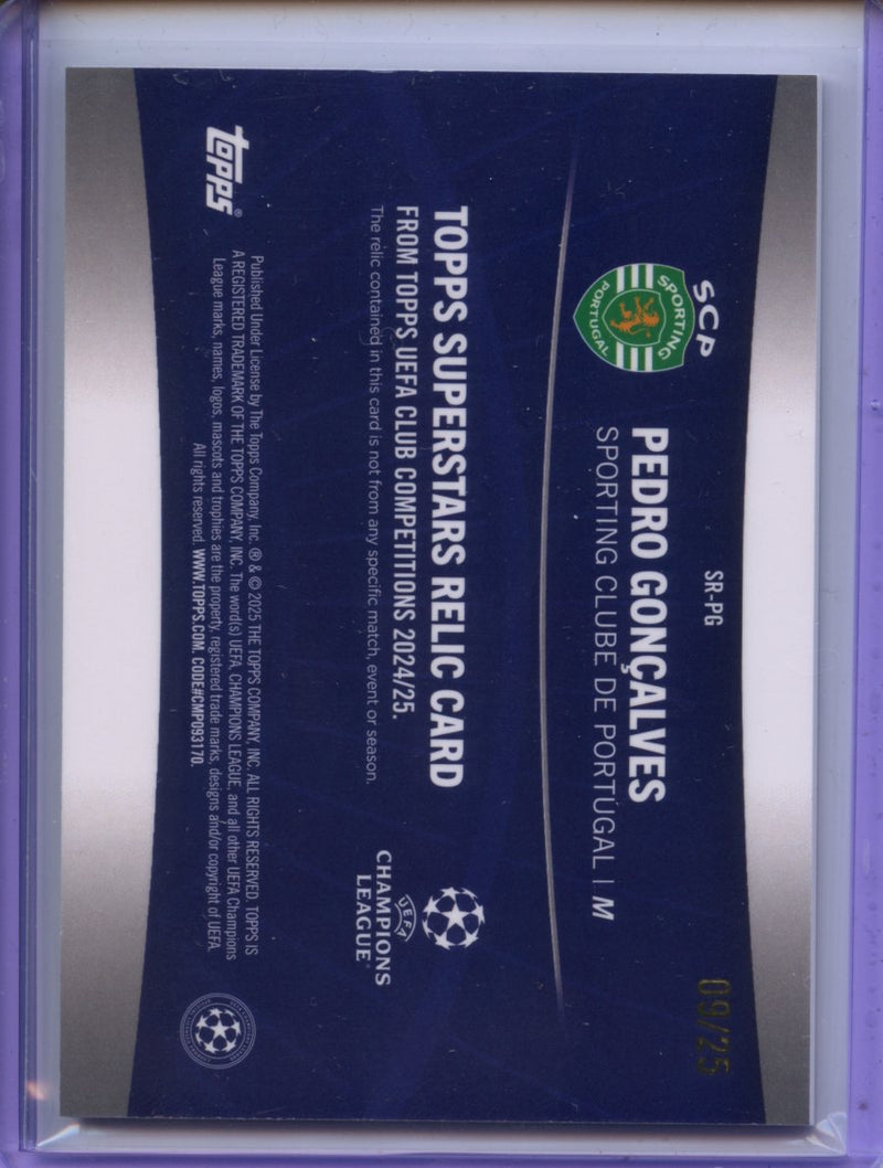 2024-25 Topps UEFA Club Competitions Pedro Goncalves Superstar Relics Orange Foilboard 9/25