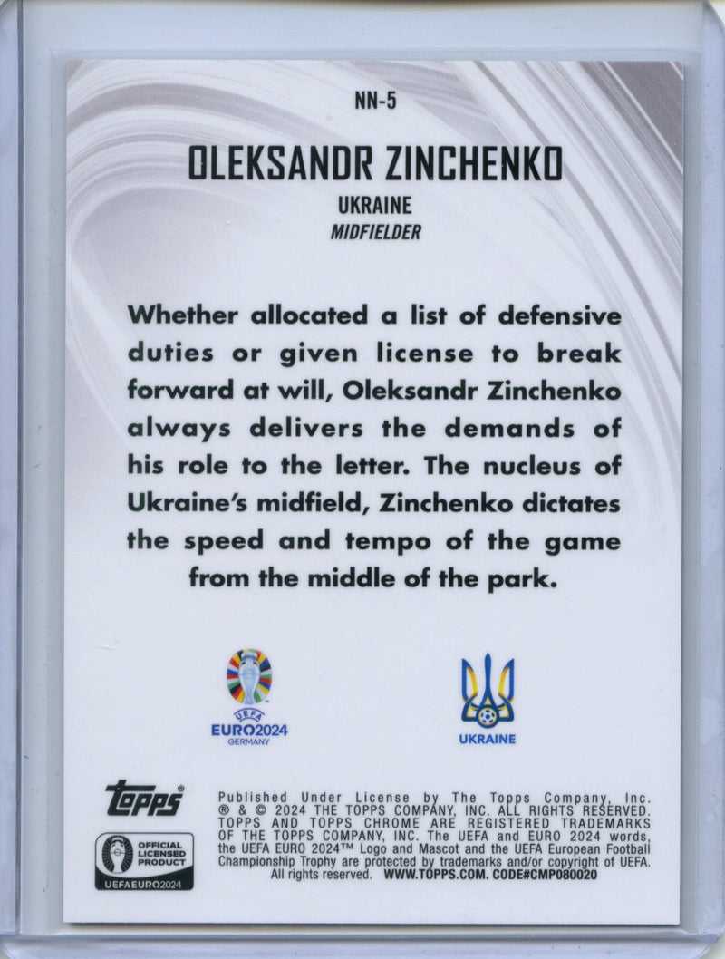 2024 Topps Chrome UEFA Euro Oleksandr Zinchenko Neon Nations Blue Wave 61/75