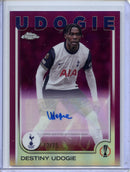2024-25 Topps Chrome UEFA Club Comps Destiny Udogie Magenta Autograph 12/75