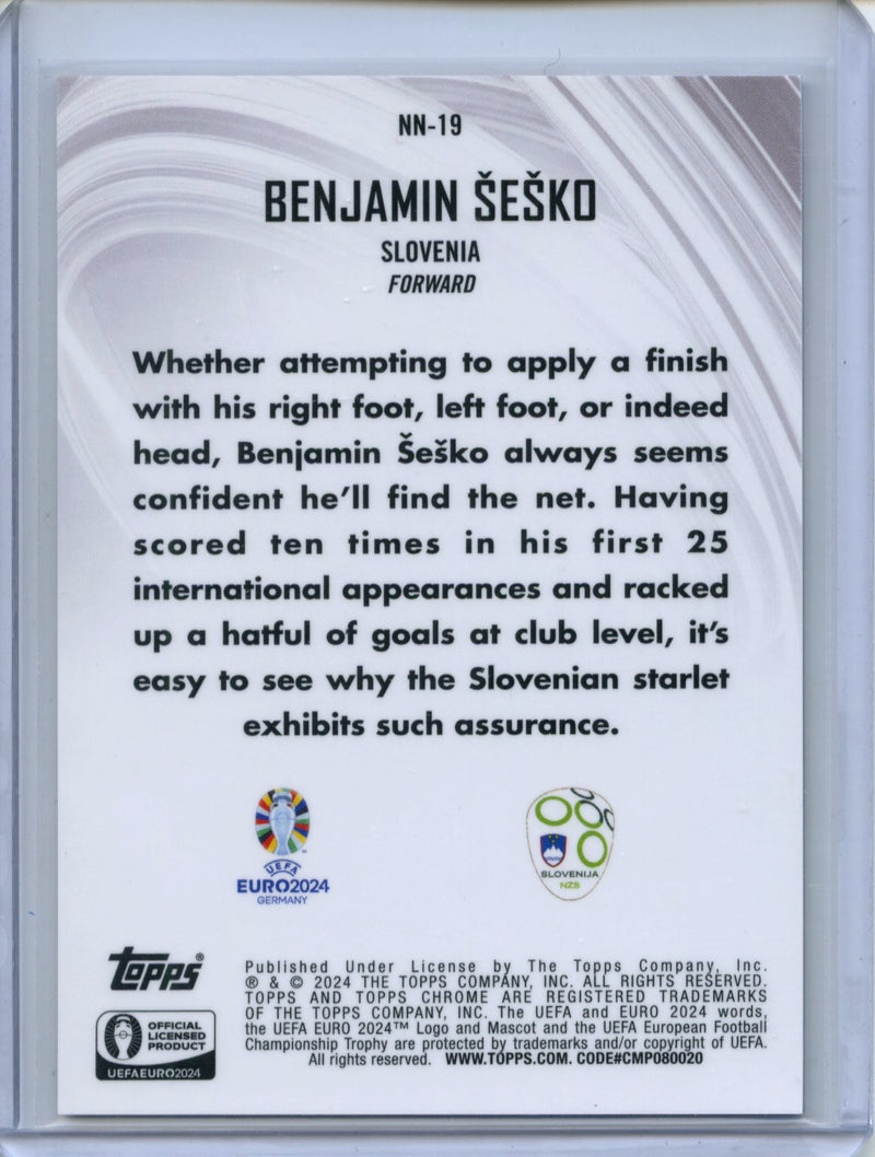 2024 Topps Chrome UEFA Euro Benjamin Sesko Neon Nations Yellow 41/125