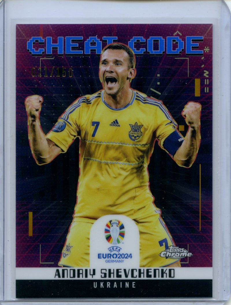 2024 Topps Chrome UEFA Euro Andriy Shevchenko Cheat Code Blue 21/150