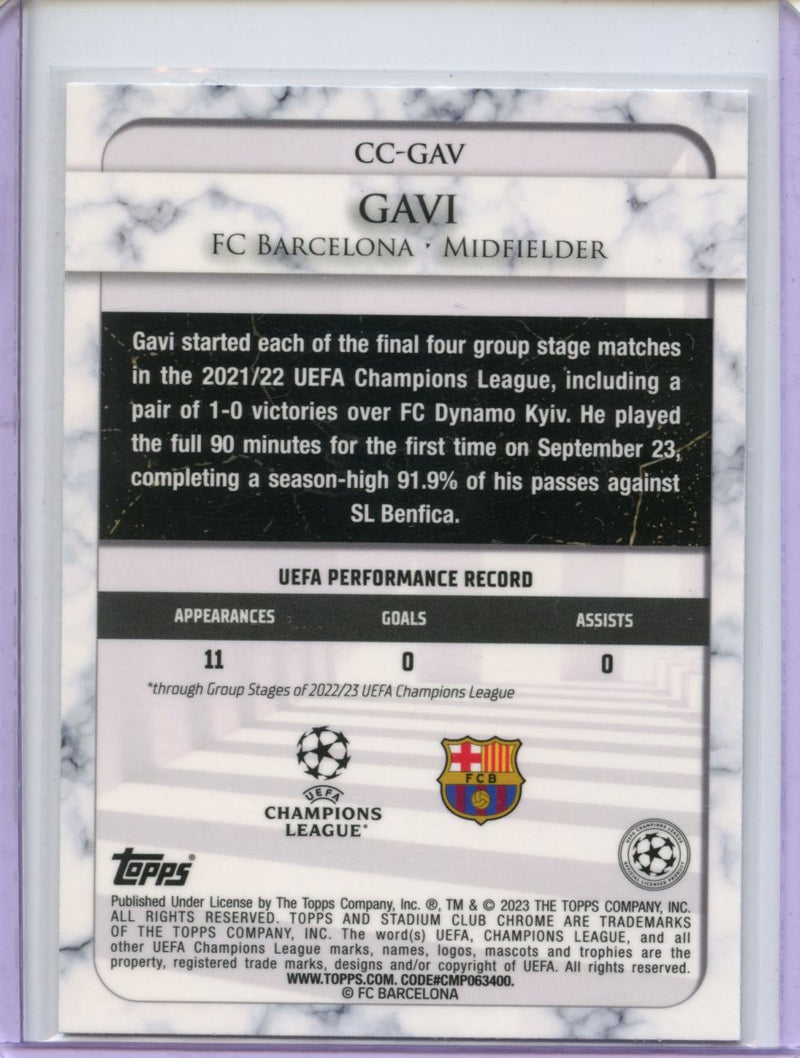 2022-23 Topps Stadium Club Chrome UEFA Club Competitions Gavi Championship Contributions