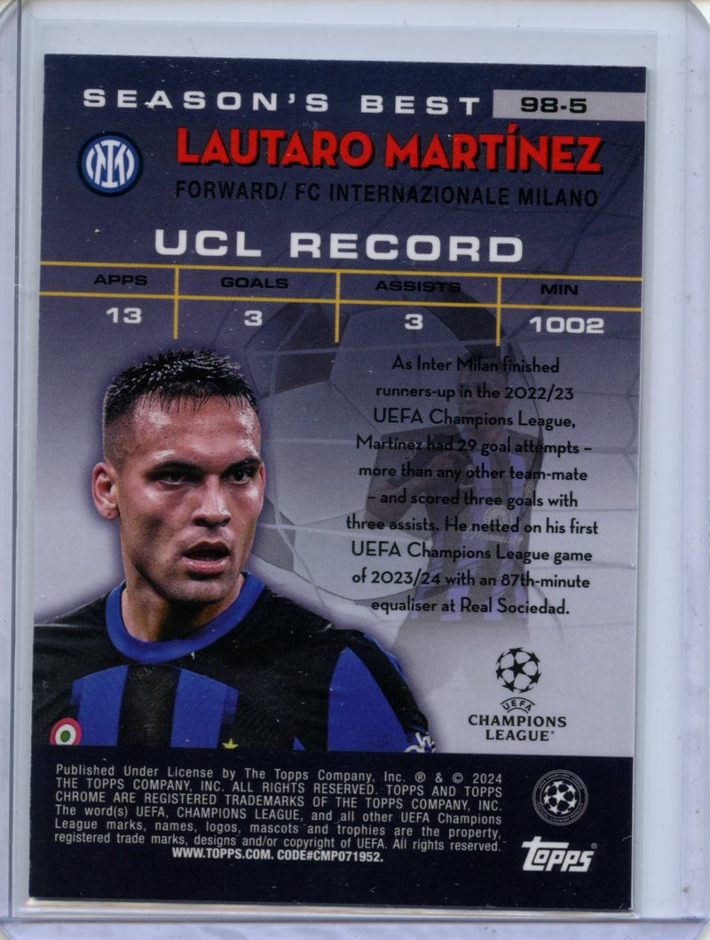 2023-24 Topps Chrome UEFA Lautaro Martinez Shooting Stars Gold Lava