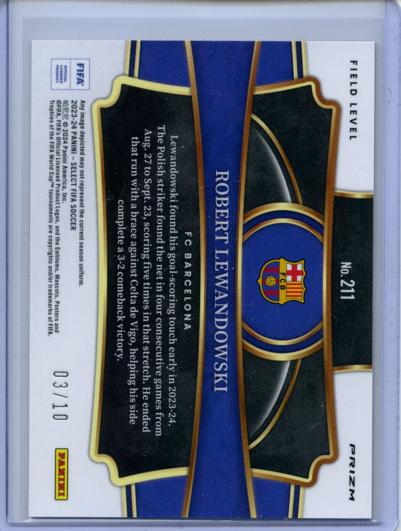 2023-24 Panini Select La Liga Robert Lewandowski Field Level Gold Wave 3/10