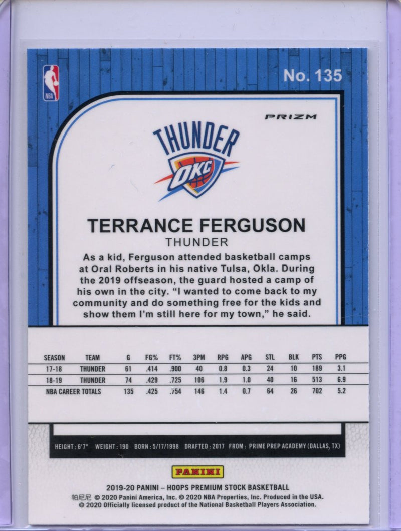 2019-20 Hoops Premium Terrance Ferguson Laser